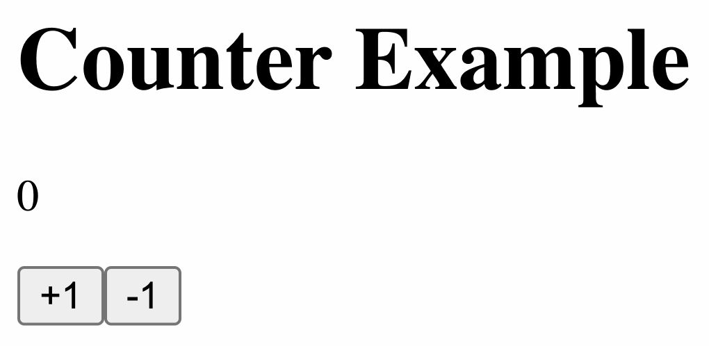 A web page with a counter that can be increased or decreased